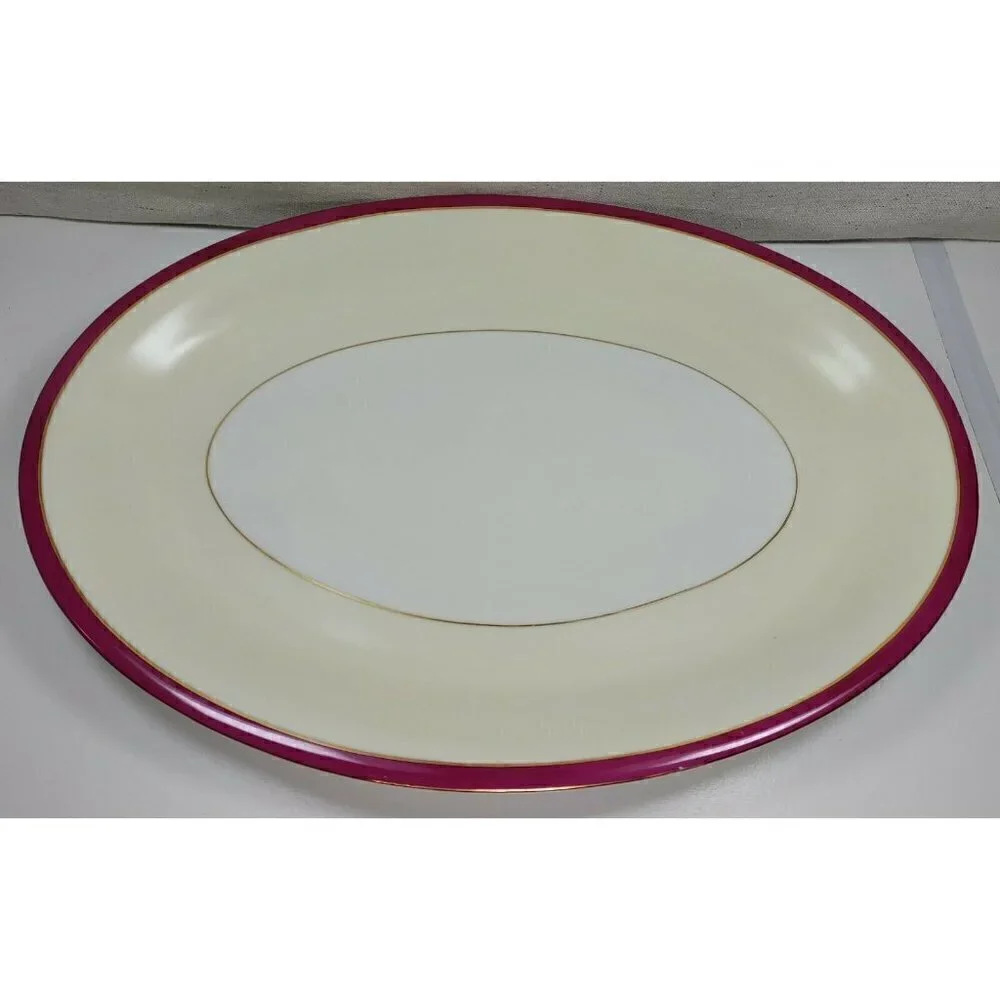 Vtg 1930's Victoria Ivory China Czechoslovakia Two Platters & Oven China Bowl